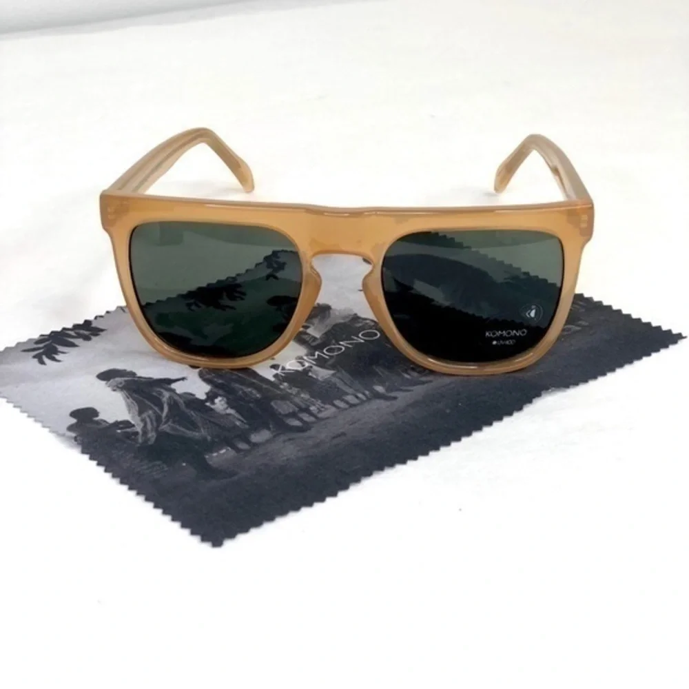 KOMONO Bennet Amber Sunglasses NEW tan gold shield UV400 - Picture 4 of 13